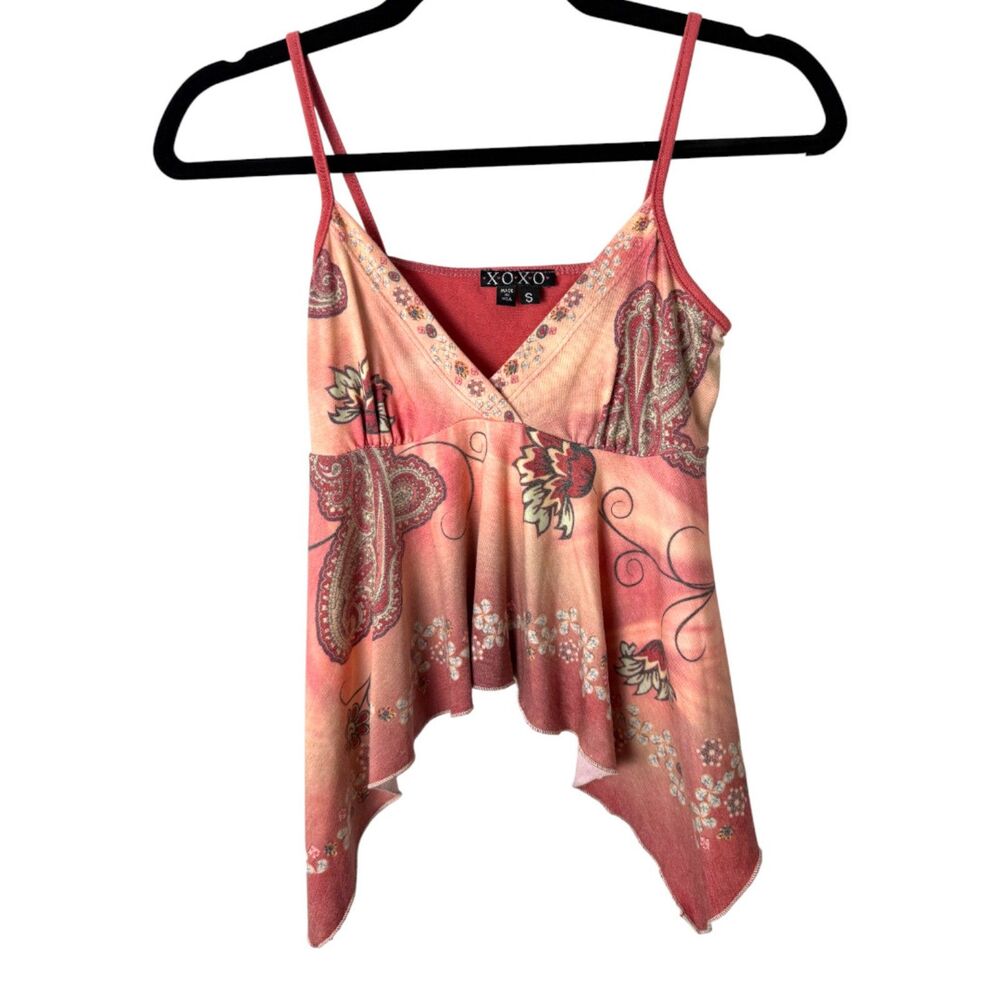 XOXO Vintage Y2K Pink Floral Babydoll Blouse Size Small